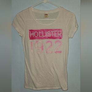 Holister white graphic tshirt  pink logo 1922 xs